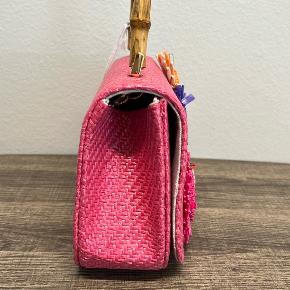 Haute Hippie | Pink Mini Bag w/ Bamboo Handle & Crossbody Chain - Picture 8 of 15